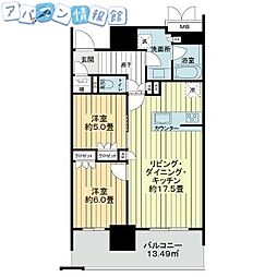 ザ・サーパスタワー新潟万代シテイ 2LDKの間取図画像