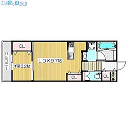 ガーデンシティ三和町 1LDKの間取図画像