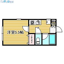 マロンブリッジ 1Kの間取図画像