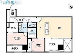 ザ・パーク一番堀 1SLDKの間取図画像