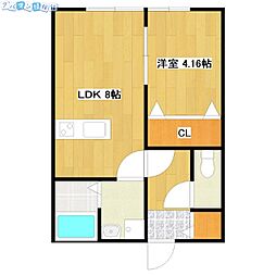 アマン浜浦 1LDKの間取図画像