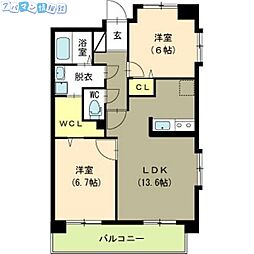 パークハイツ美咲 2LDKの間取図画像