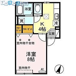 プリムローズ前田 1Kの間取図画像