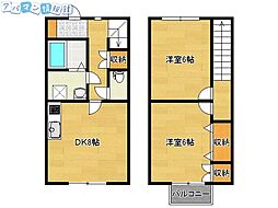 グレイン手島A 2DKの間取図画像