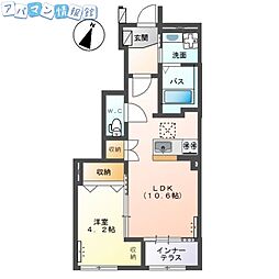 パレスコート トーケン 1LDKの間取図画像