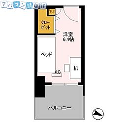 ロイヤルパークスER万代 ワンルームの間取図画像