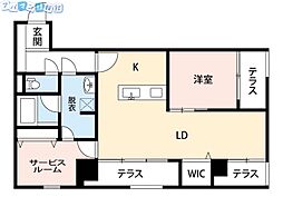 ザ・パーク一番堀 1SLDKの間取図画像
