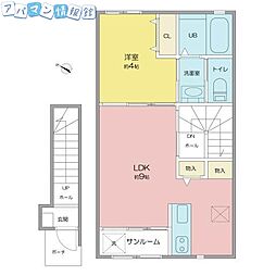 グランシエル2 1LDKの間取図画像