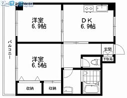 アルビーナ 2DKの間取図画像