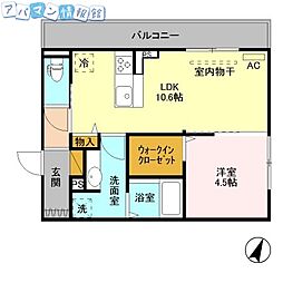 フォルテアB 1LDKの間取図画像