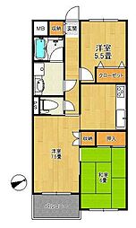 JR五日市線 秋川駅 徒歩6分の賃貸マンション 3階2LDKの間取り