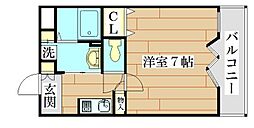 アーバンウェル茨木 2階1Kの間取り
