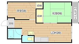 高槻第2コーポラス 2LDKの間取図画像