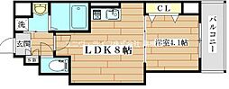 プレステージ3城北 1LDKの間取図画像