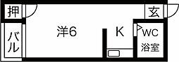 安岡寺エンビィハイツ 1Kの間取図画像