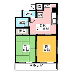 フラット大竹 2DKの間取図画像