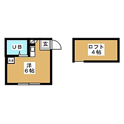 コーポラス目白 2階ワンルームの間取り