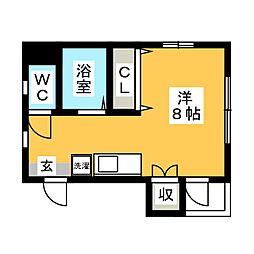 リゾーム黒川 ワンルームの間取図画像