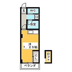 シャトー・桐 1DKの間取図画像