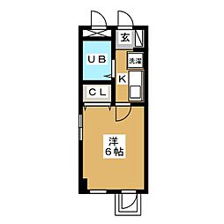 シティー・ハイネス新倉 1Kの間取図画像