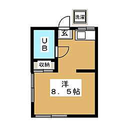 第2グリーンヒル ワンルームの間取図画像
