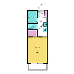 第3三池ビル 1Kの間取図画像