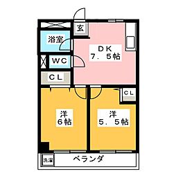 メゾン泉 2DKの間取図画像