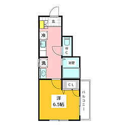 エスポワール本町 3階1Kの間取り