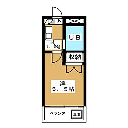 プリンセスコート新宿 1Kの間取図画像