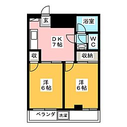 ペティセドー山之上 2DKの間取図画像