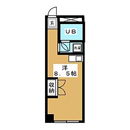JR中央線 中野駅 徒歩8分の賃貸マンション 1階ワンルームの間取り