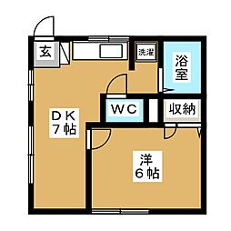 JR中央線 中野駅 徒歩15分の賃貸アパート 1階1DKの間取り