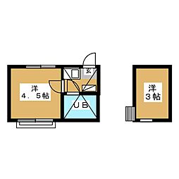 シャトー1号館 1Kの間取図画像