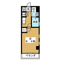カーサY 1Kの間取図画像