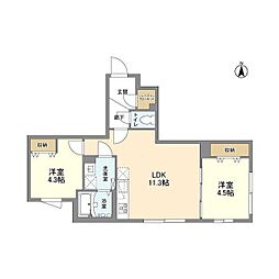 ウェルスクエア中野坂上 2LDKの間取図画像