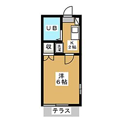 コーポ山内第二 1階1Kの間取り
