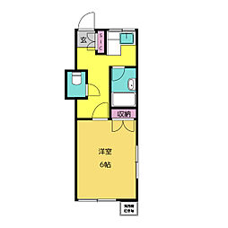 第2かずさ荘 1階1Kの間取り
