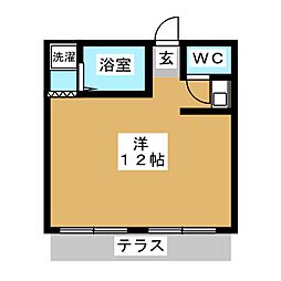 セゾン荻窪 1階ワンルームの間取り
