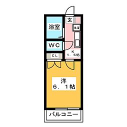 ブルーベル上井草 地下1階1Kの間取り