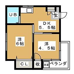 遠藤マンション 2階2DKの間取り