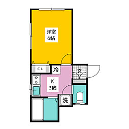 アムール阿佐ヶ谷参番館 1階1Kの間取り