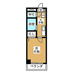 ＬＡ　ＭＡＩＳＯＮ　ＯＧＩＫＵＢＯ 1階1Kの間取り