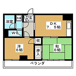 ラカーサモモイ 2DKの間取図画像