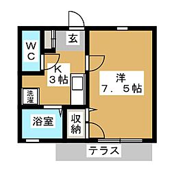 グリーンバレー 1Kの間取図画像