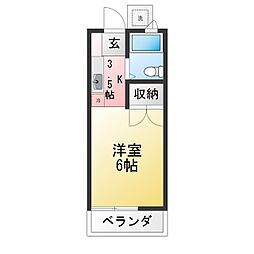 澤地ハイツ ワンルームの間取図画像