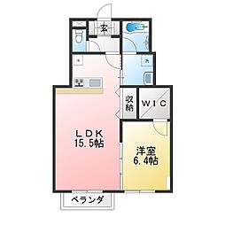グランヴェール 1LDKの間取図画像