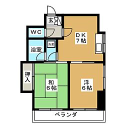 ラカーサモモイ 2DKの間取図画像
