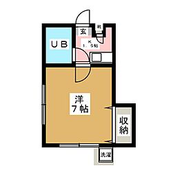 キャロル 1階1Kの間取り