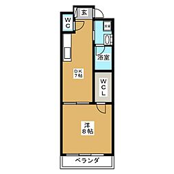 コントラーダ・ウノ 1階1DKの間取り