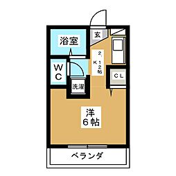 ドゥ・ファミーユ 1階ワンルームの間取り